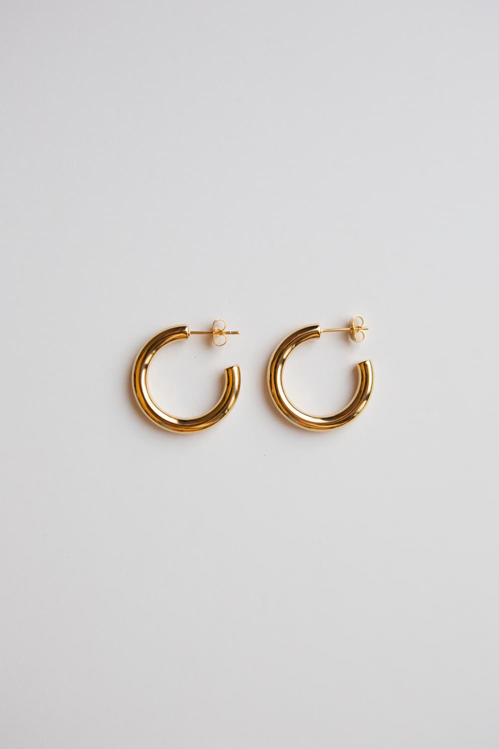 Gold Medium Thick Hoop Earrings - Wynter Bloom
