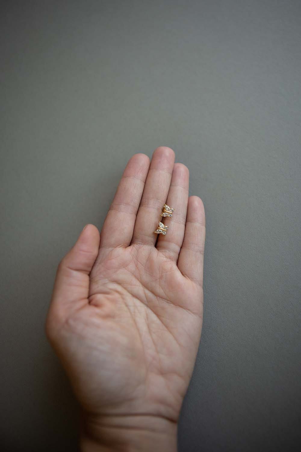 Dainty Gold Crystal Butterfly Stud Earrings