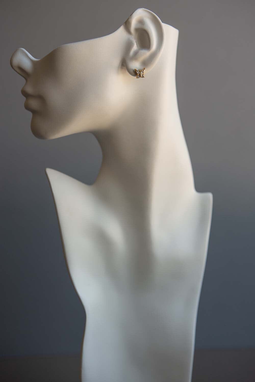 Dainty Gold Crystal Butterfly Stud Earrings