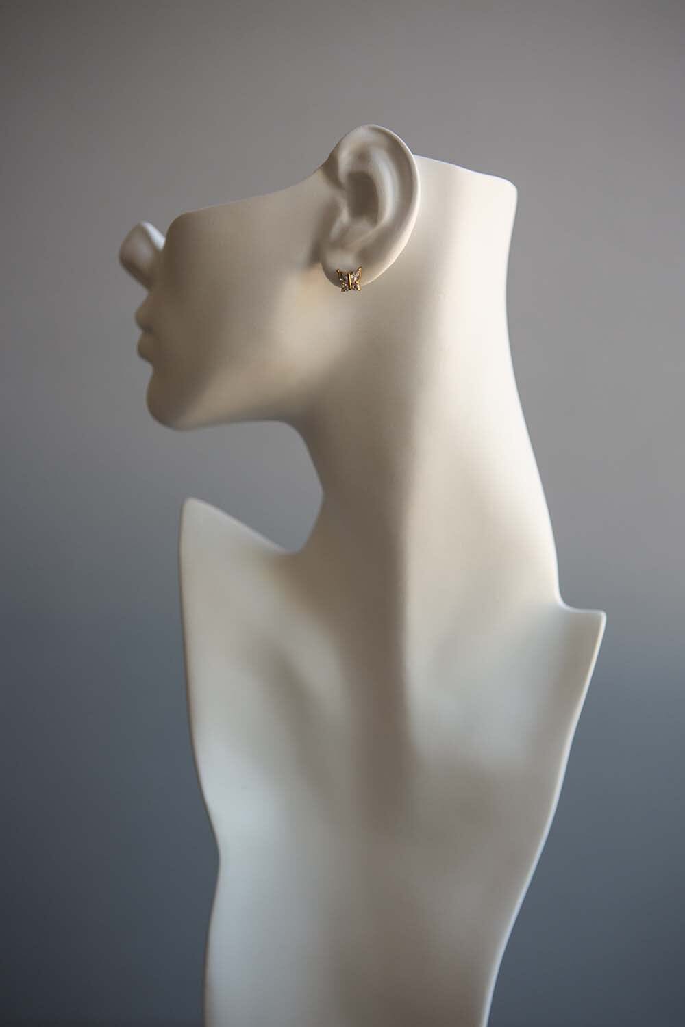 Dainty Gold Crystal Butterfly Stud Earrings