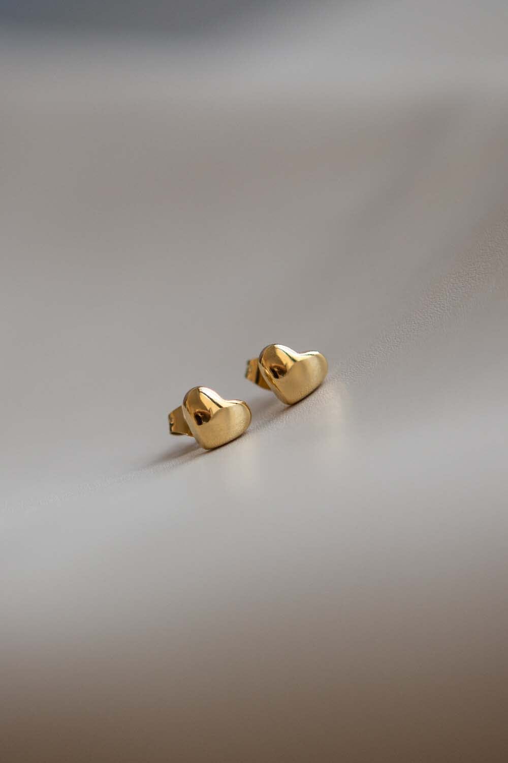 Gold Heart Stud Earrings