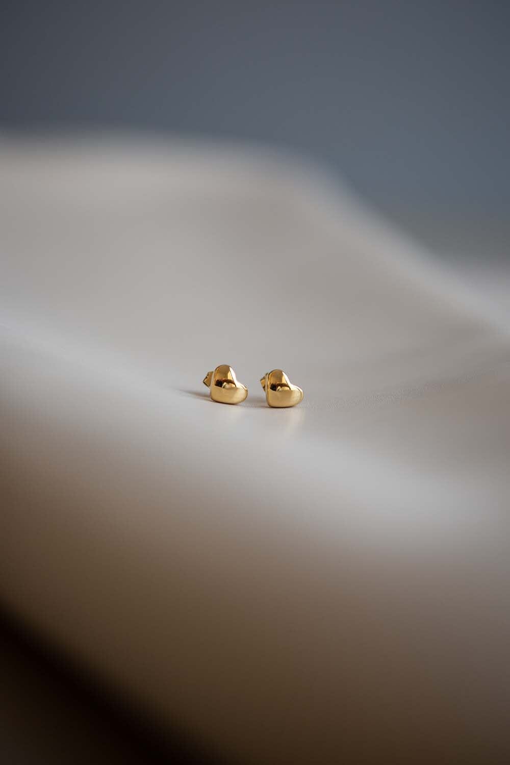 Gold Heart Stud Earrings