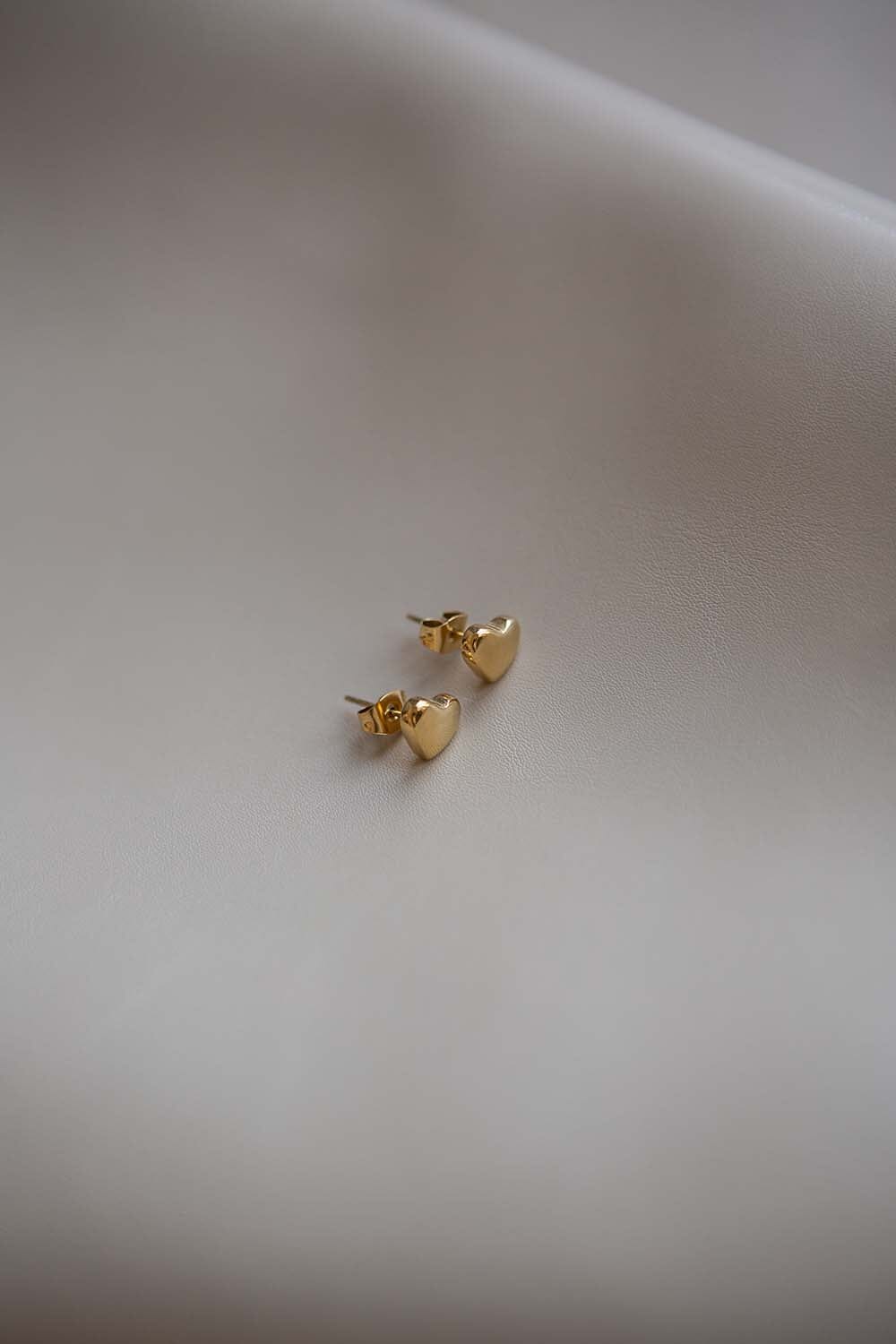 Gold Heart Stud Earrings