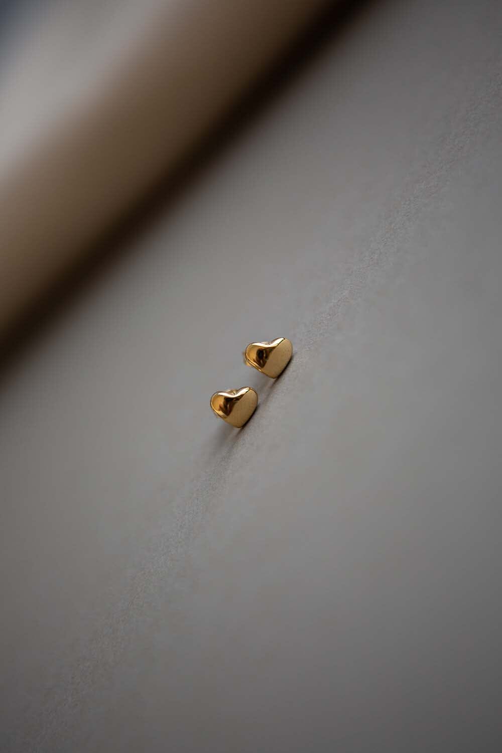 Gold Heart Stud Earrings
