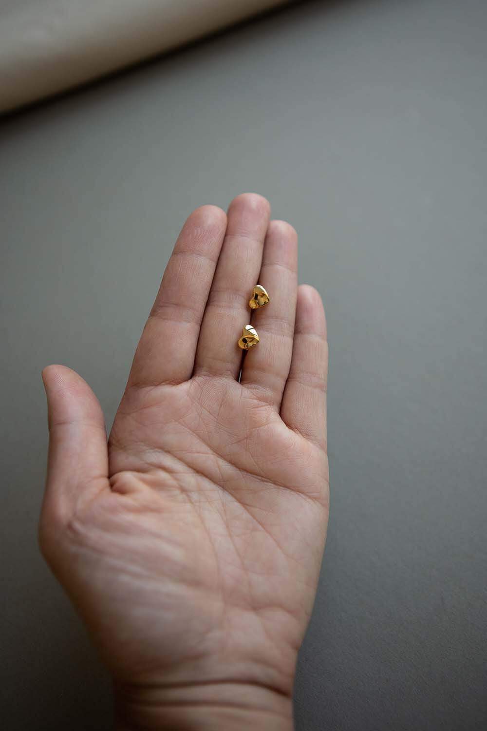 Gold Heart Stud Earrings