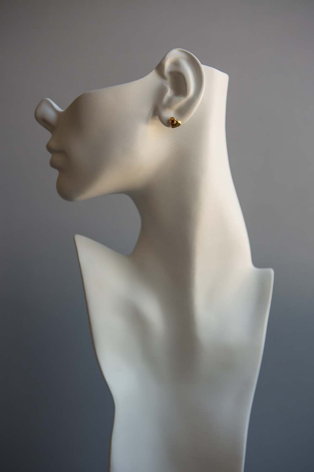 Gold Heart Stud Earrings