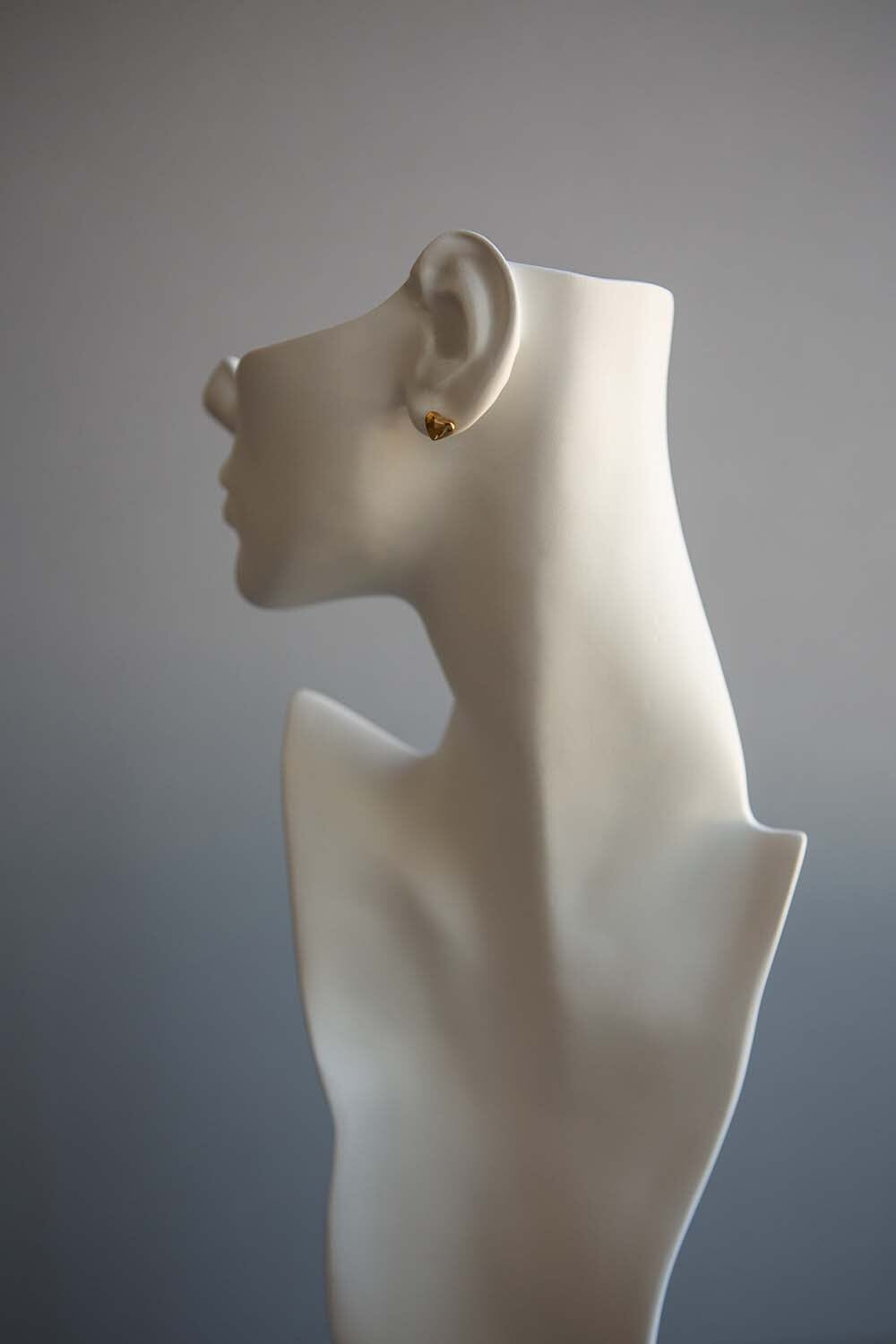 Gold Heart Stud Earrings