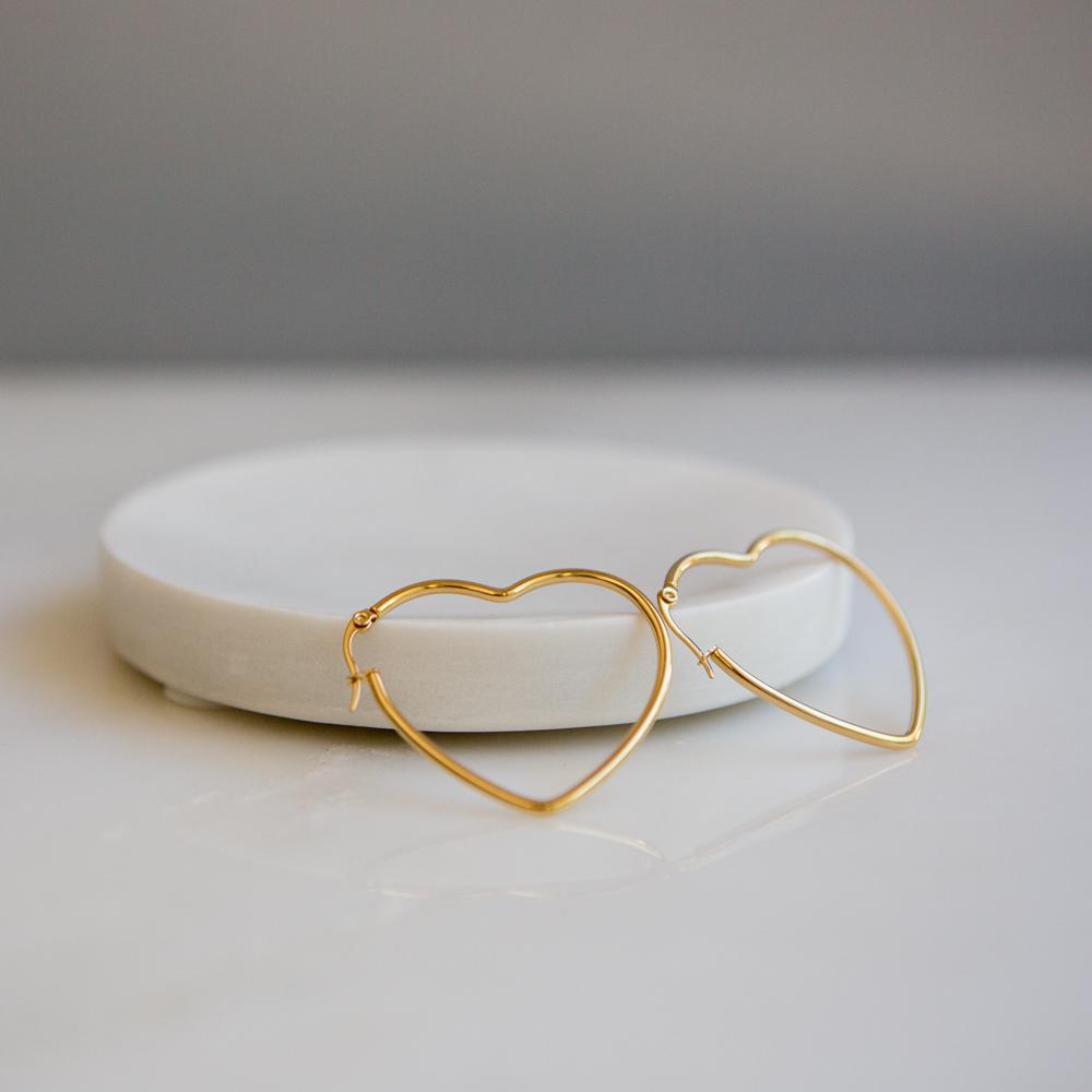 Gold Heart Shaped Hoop Earrings - Wynter Bloom