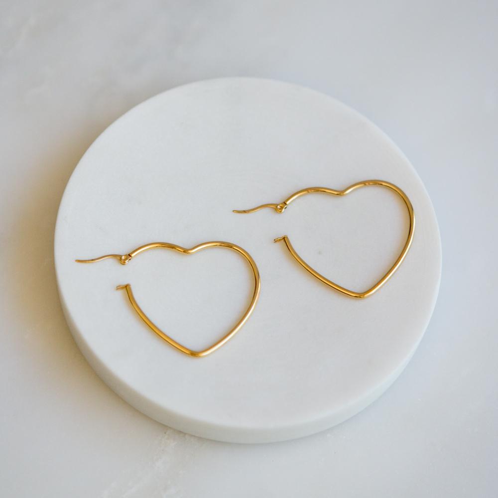 Gold Heart Shaped Hoop Earrings - Wynter Bloom
