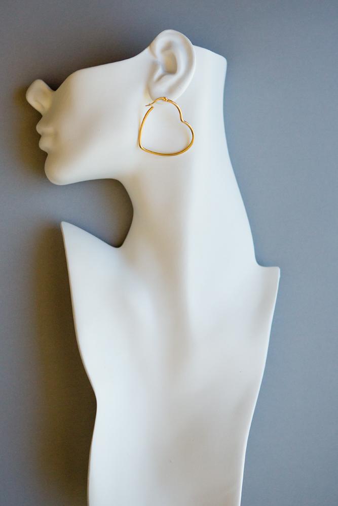 Gold Heart Shaped Hoop Earrings - Wynter Bloom