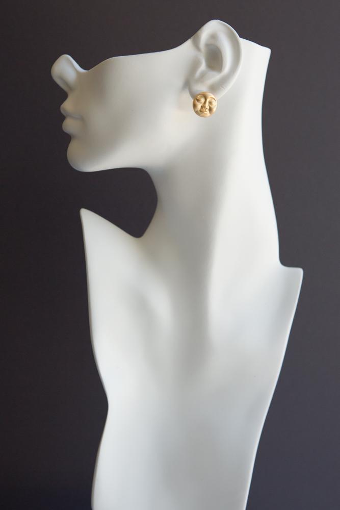 Matte Gold Abstract Sleeping Face Earrings - Wynter Bloom