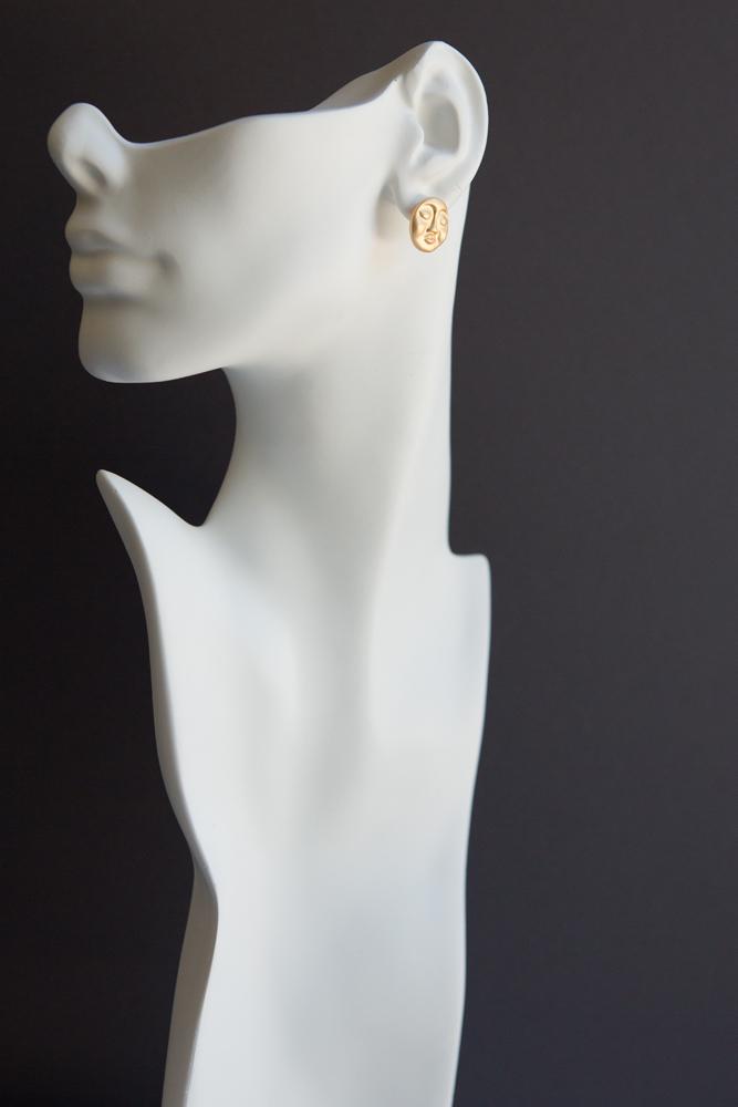 Matte Gold Abstract Sleeping Face Earrings - Wynter Bloom