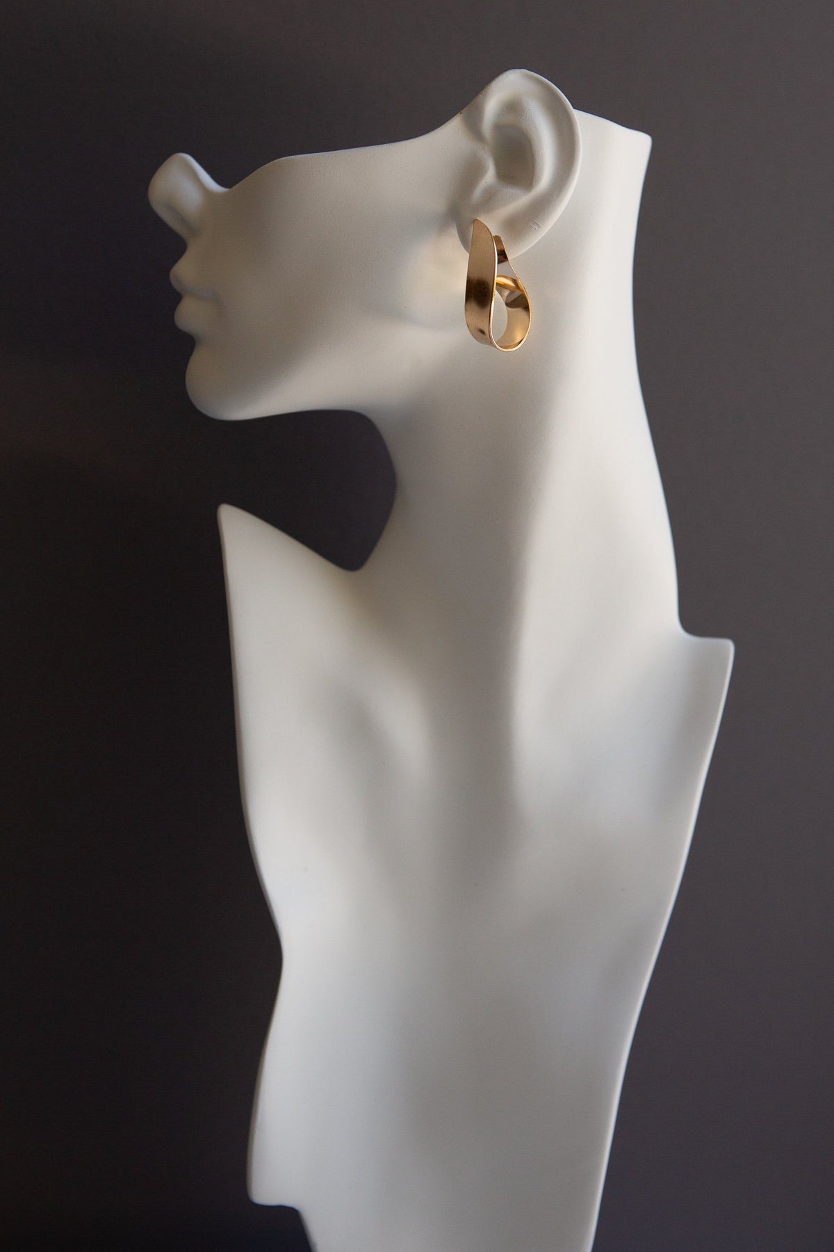 Gold Flat Curl Statement Earring - Wynter Bloom