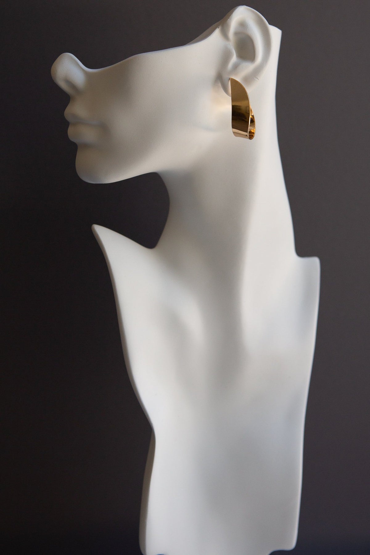 Gold Flat Curl Statement Earring - Wynter Bloom