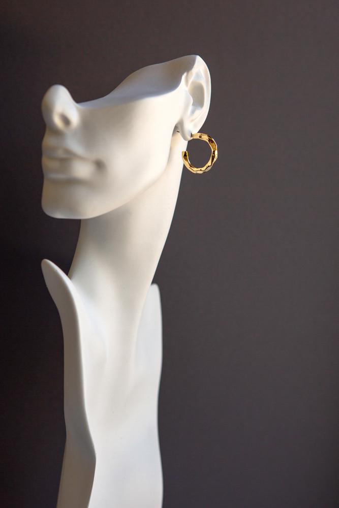 Gold Hammered Hoop Earrings - Wynter Bloom