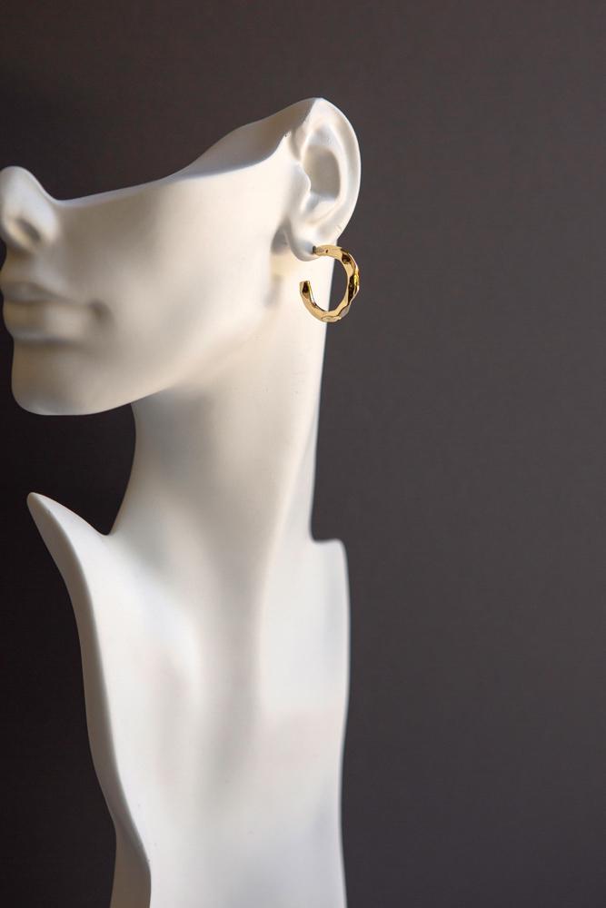 Gold Hammered Hoop Earrings - Wynter Bloom
