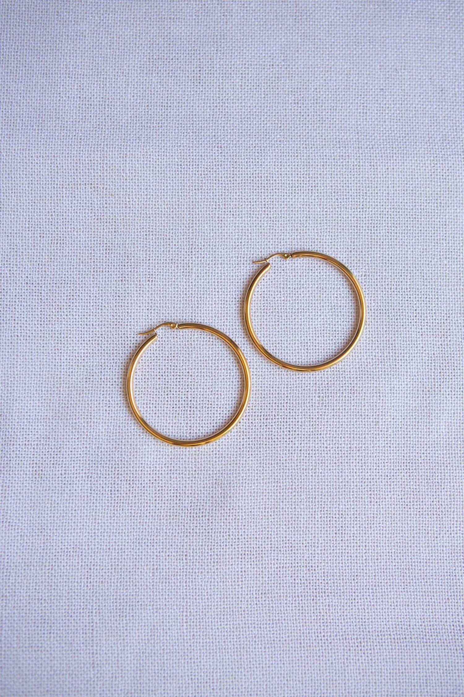 Classic Large Latch Back Gold Hoop Earrings - Wynter Bloom
