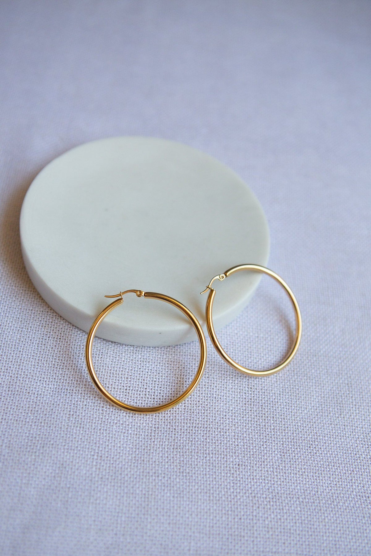 Classic Large Latch Back Gold Hoop Earrings - Wynter Bloom