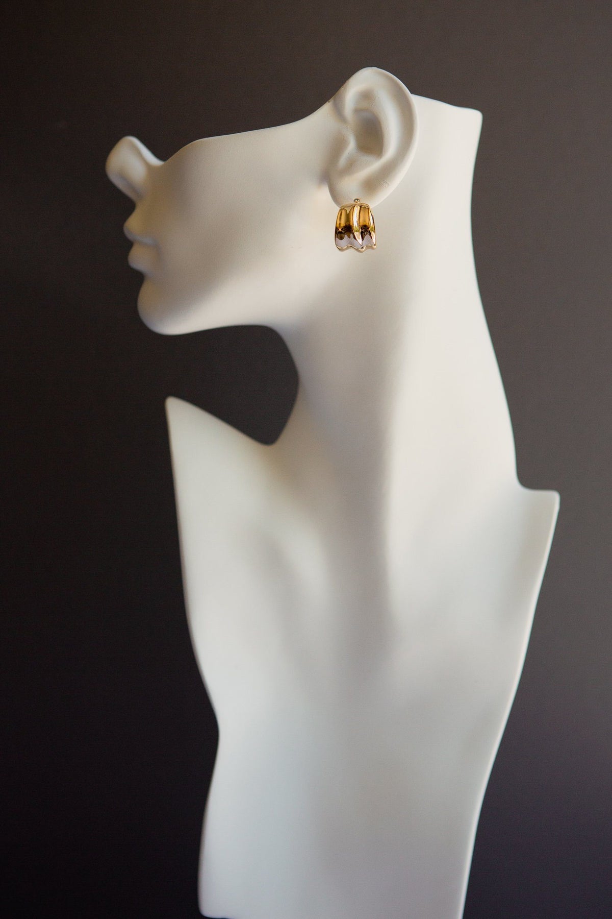 Gold Shell Textured Half Hoop Earrings - Wynter Bloom