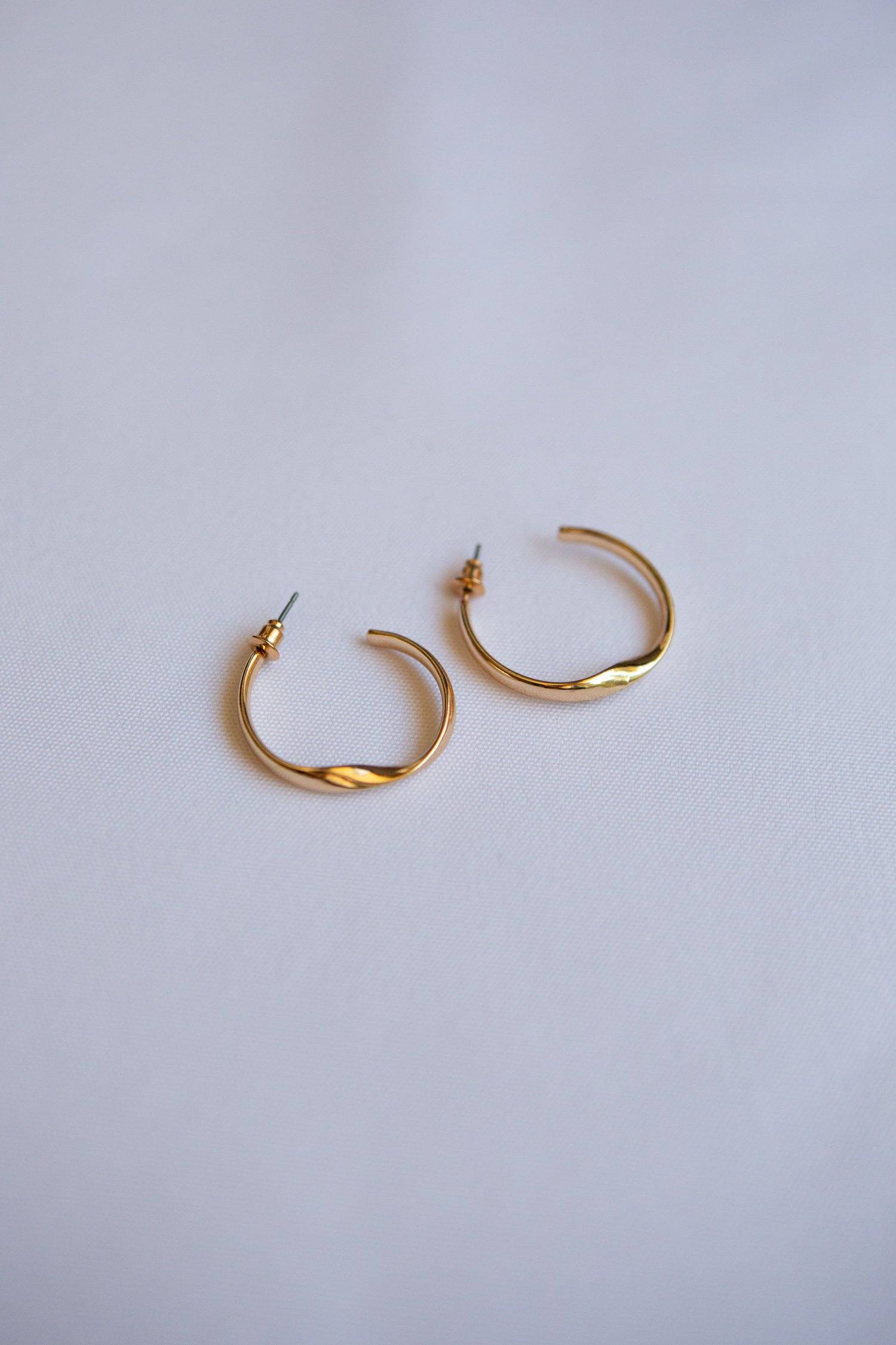 Simple Single Flat Twist Hoop Earrings - Wynter Bloom