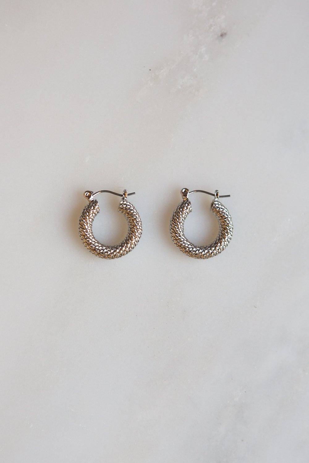 Braided Twist Hoop Earrings (Silver) - Wynter Bloom
