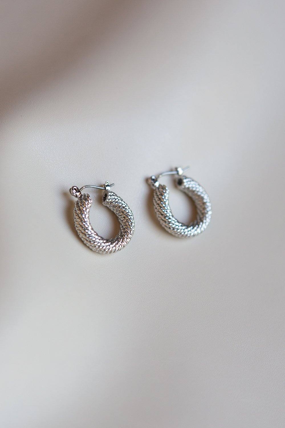 Braided Twist Hoop Earrings (Silver) - Wynter Bloom