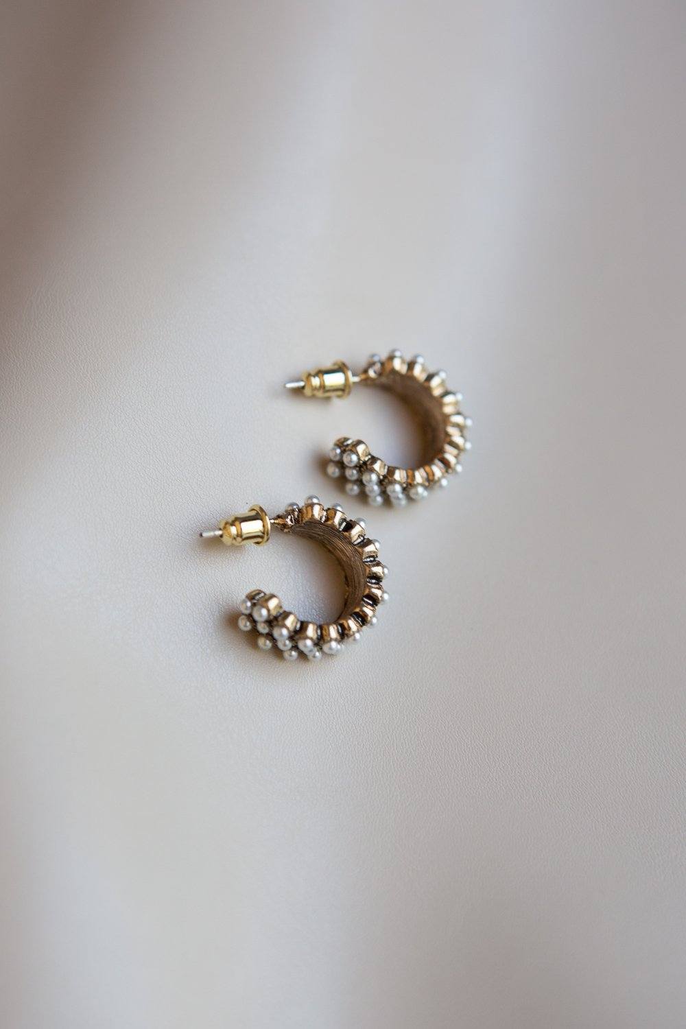 Antique Gold Hoops with Pearl Accents - Wynter Bloom