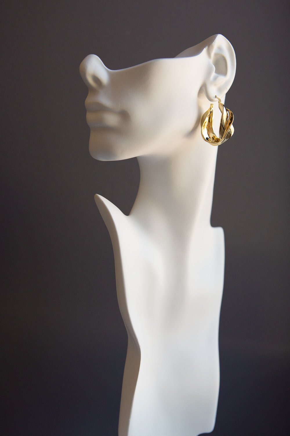 Large Gold Twisted Swirl Earrings - Wynter Bloom