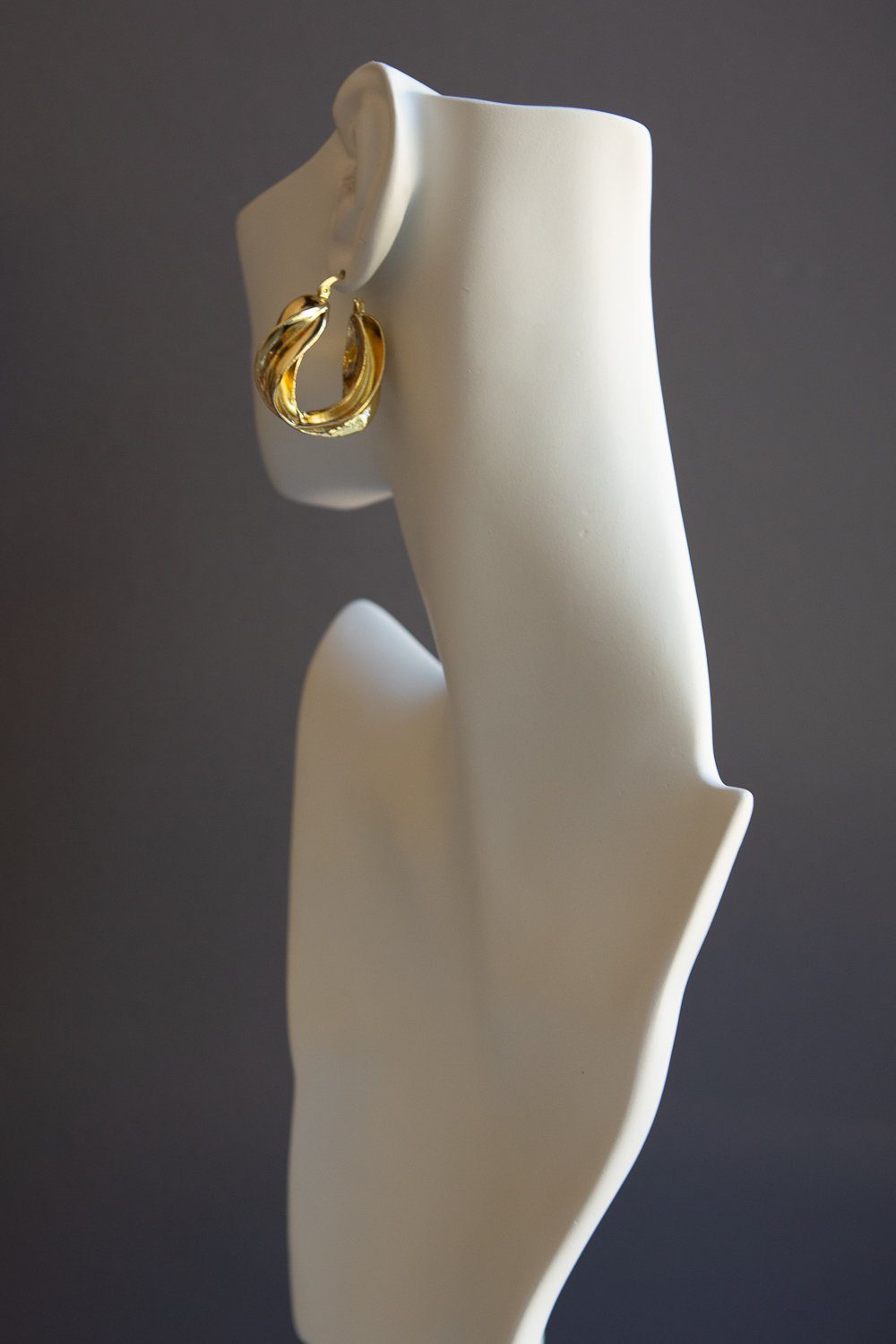 Large Gold Twisted Swirl Earrings - Wynter Bloom