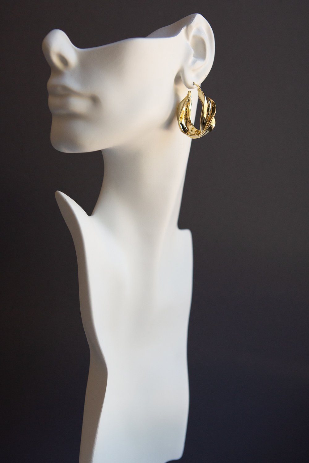 Large Gold Twisted Swirl Earrings - Wynter Bloom