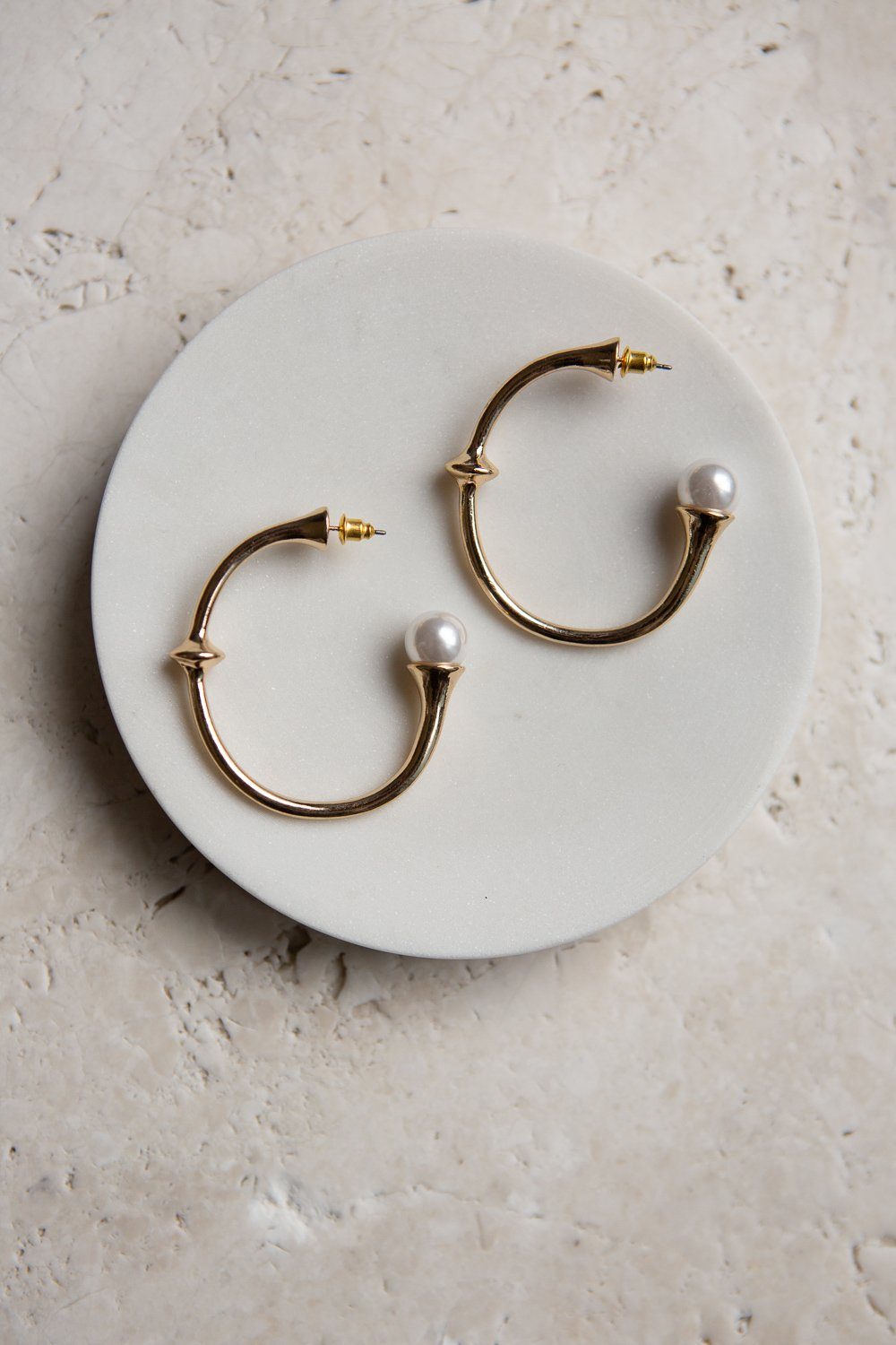 Gold Open Hoop with Pearl Accent - Wynter Bloom