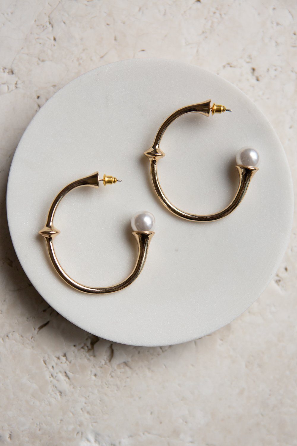 Gold Open Hoop with Pearl Accent - Wynter Bloom
