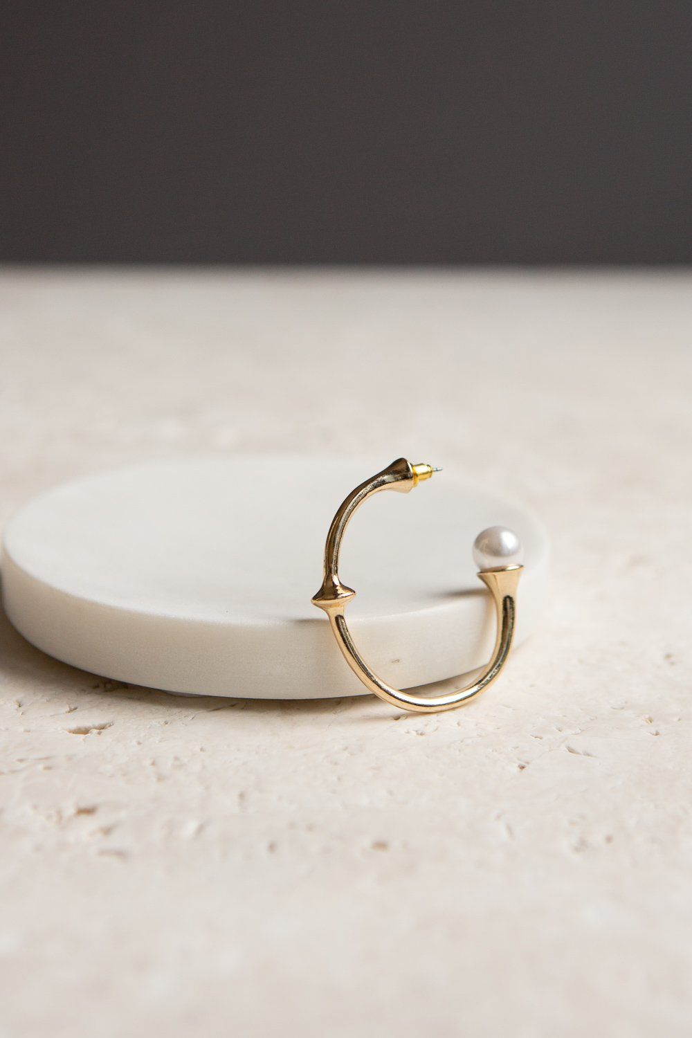 Gold Open Hoop with Pearl Accent - Wynter Bloom