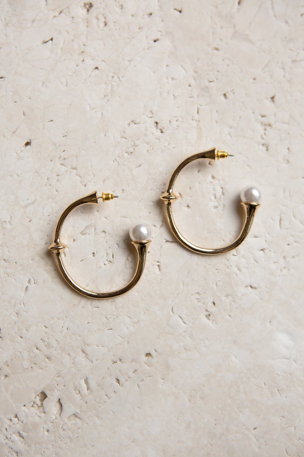 Gold Open Hoop with Pearl Accent - Wynter Bloom