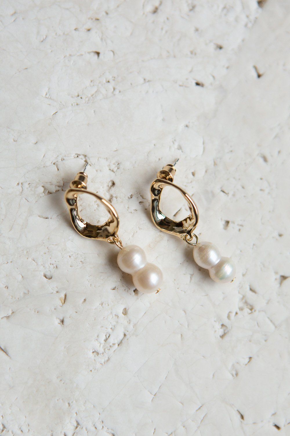Gold Freshwater Gourd Shaped Pearl Drop Earrings - Wynter Bloom