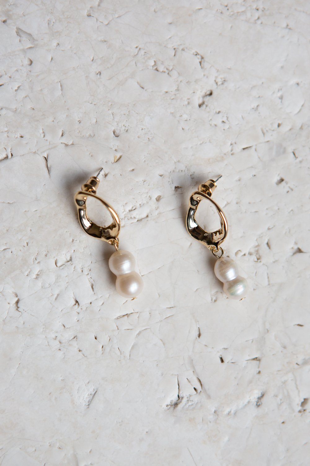Gold Freshwater Gourd Shaped Pearl Drop Earrings - Wynter Bloom
