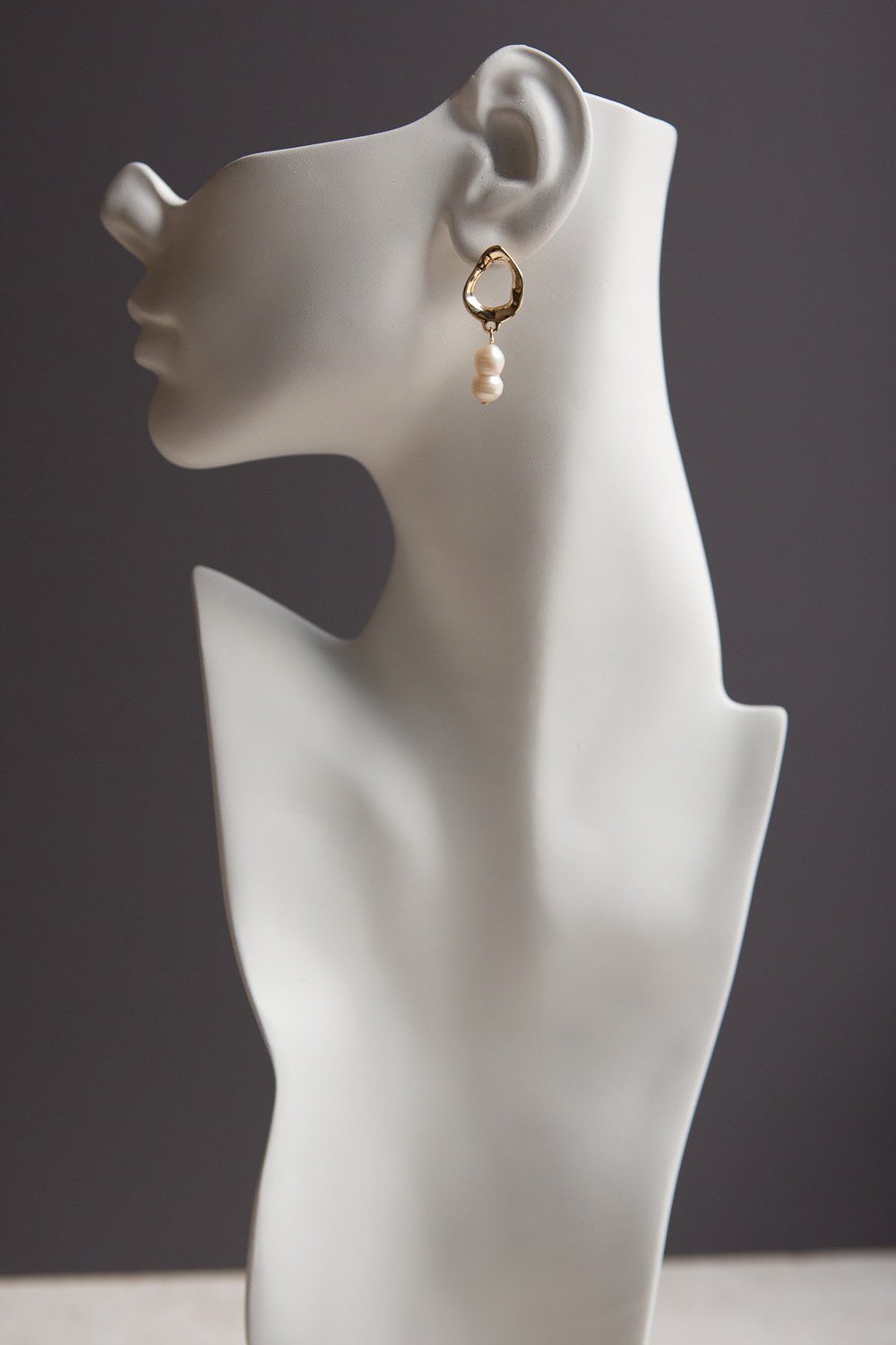 Gold Freshwater Gourd Shaped Pearl Drop Earrings - Wynter Bloom