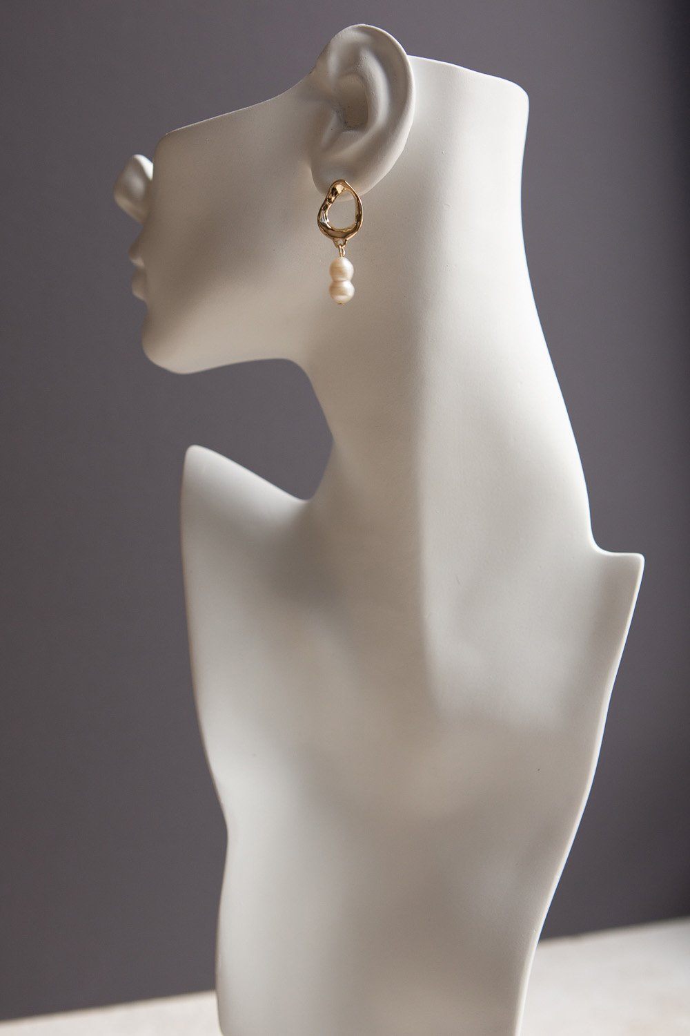 Gold Freshwater Gourd Shaped Pearl Drop Earrings - Wynter Bloom