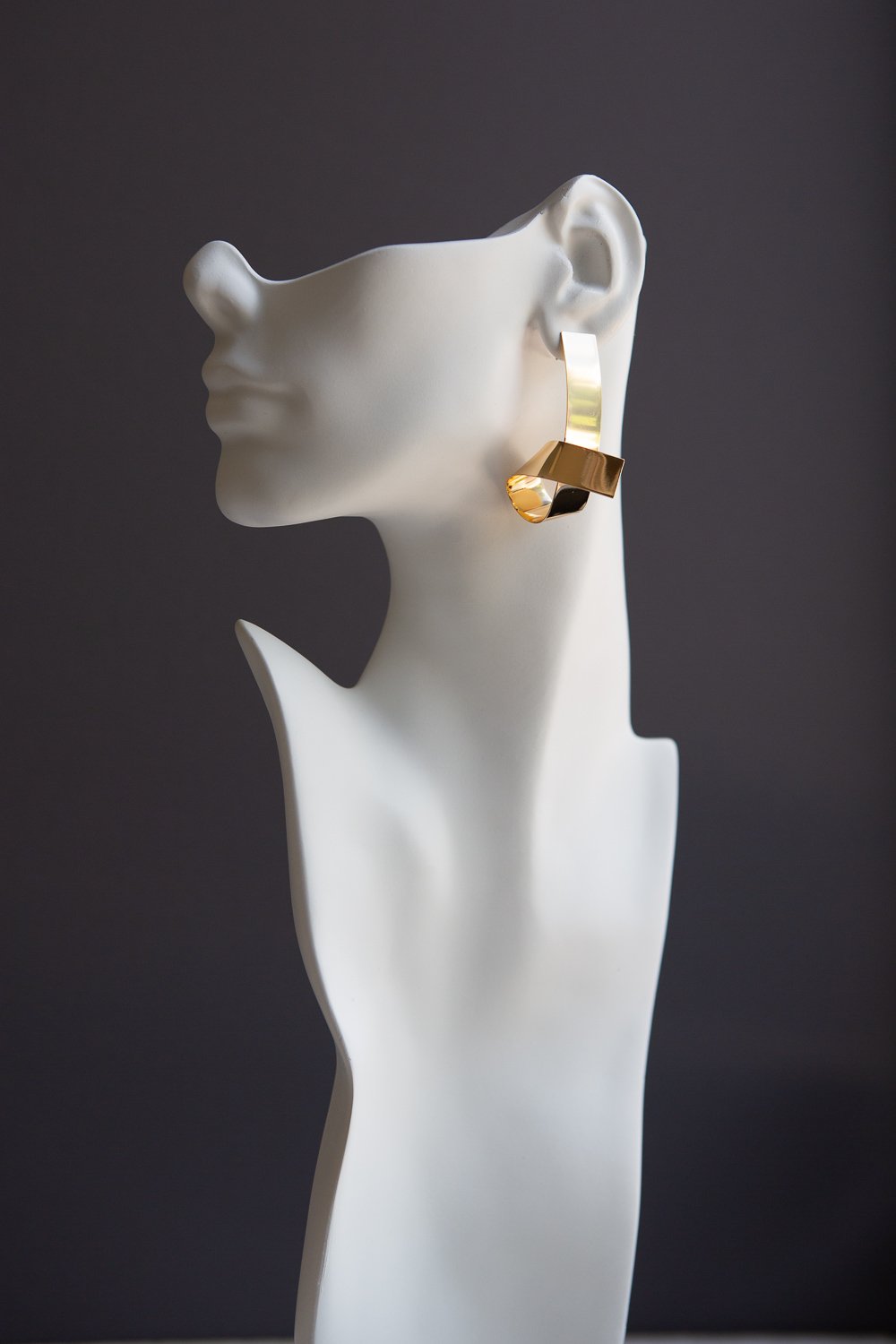 Gold Tone Elongated Curl Earring - Wynter Bloom