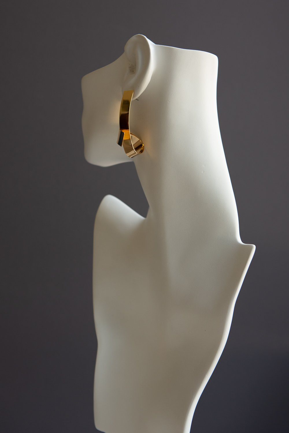 Gold Tone Elongated Curl Earring - Wynter Bloom