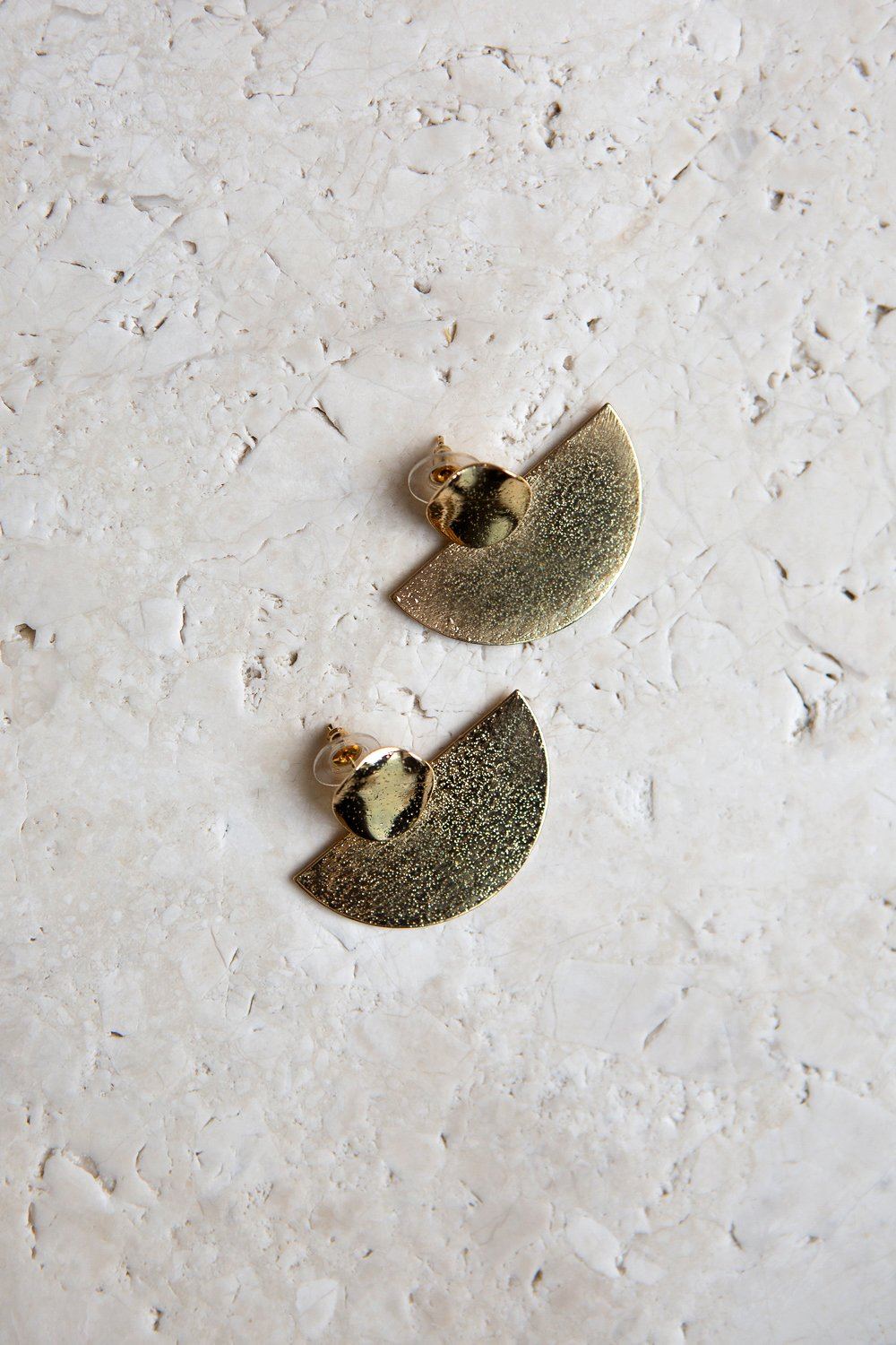 Geometric Disc Semicircle Earrings in Distressed Finish - Wynter Bloom
