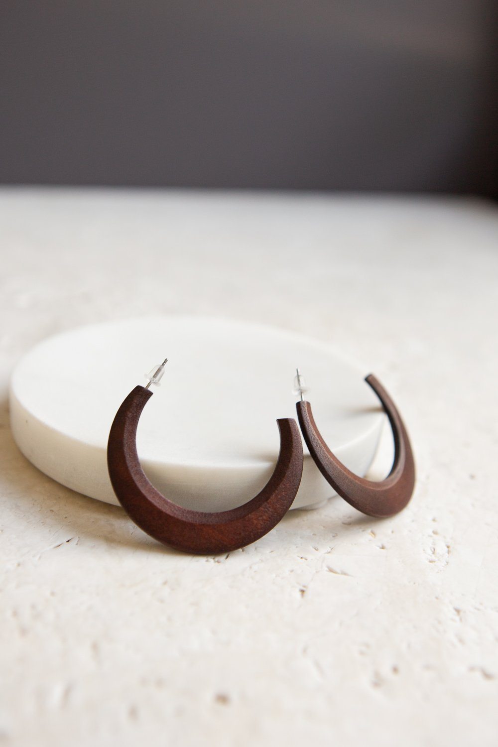 Natural Wood Half Hoop Earrings - Wynter Bloom