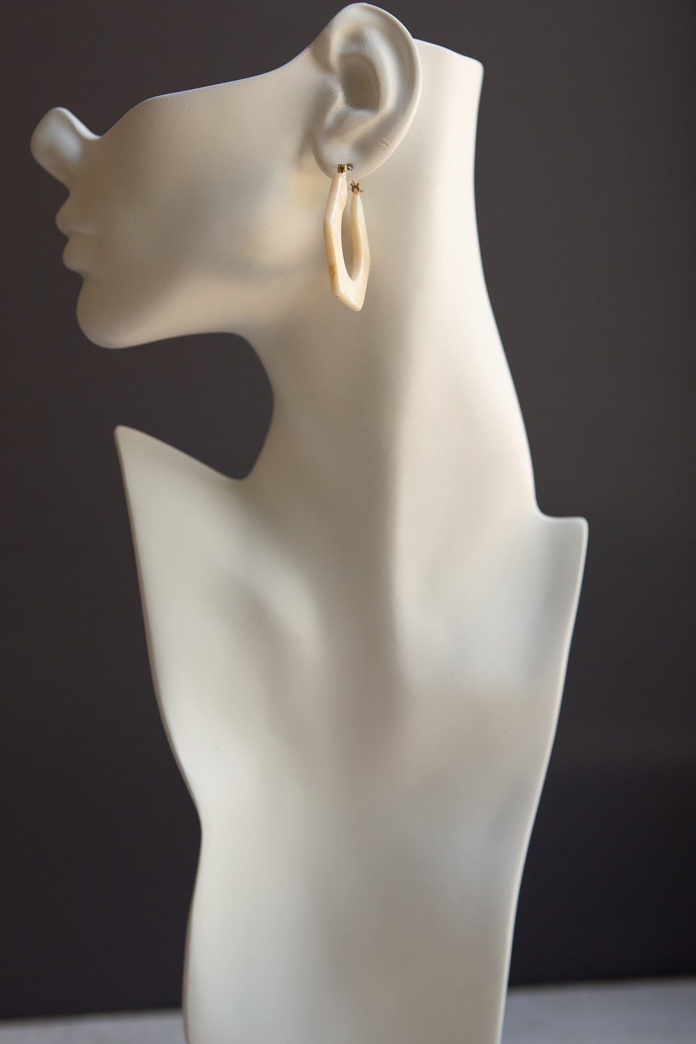 Light Brown Marbleized Hexagon Hoop Earrings - Wynter Bloom