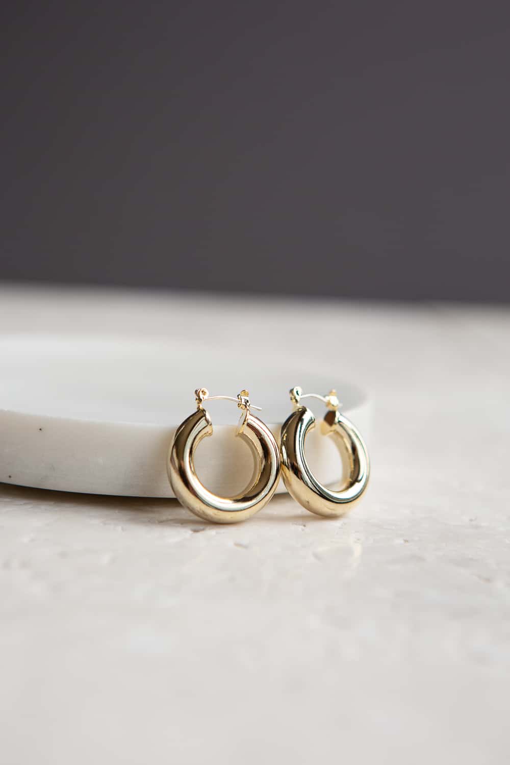 Lightweight Gold Chunky Tube Hoop Earrings - Wynter Bloom