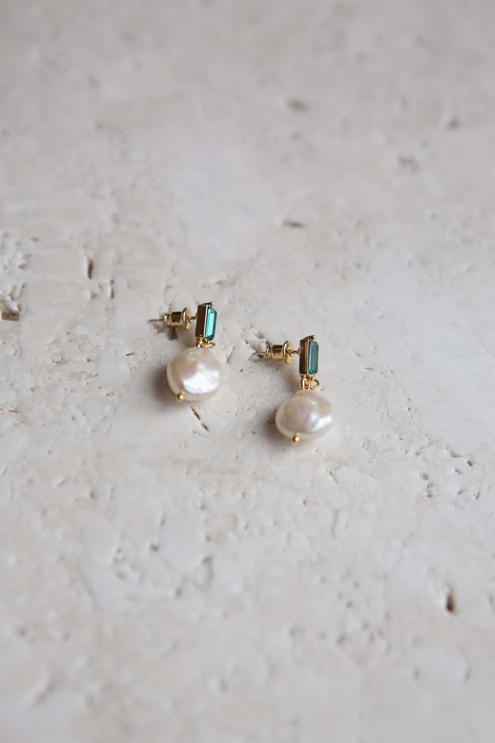 Emerald Green Crystal Baroque Pearl Drop Earrings - Wynter Bloom