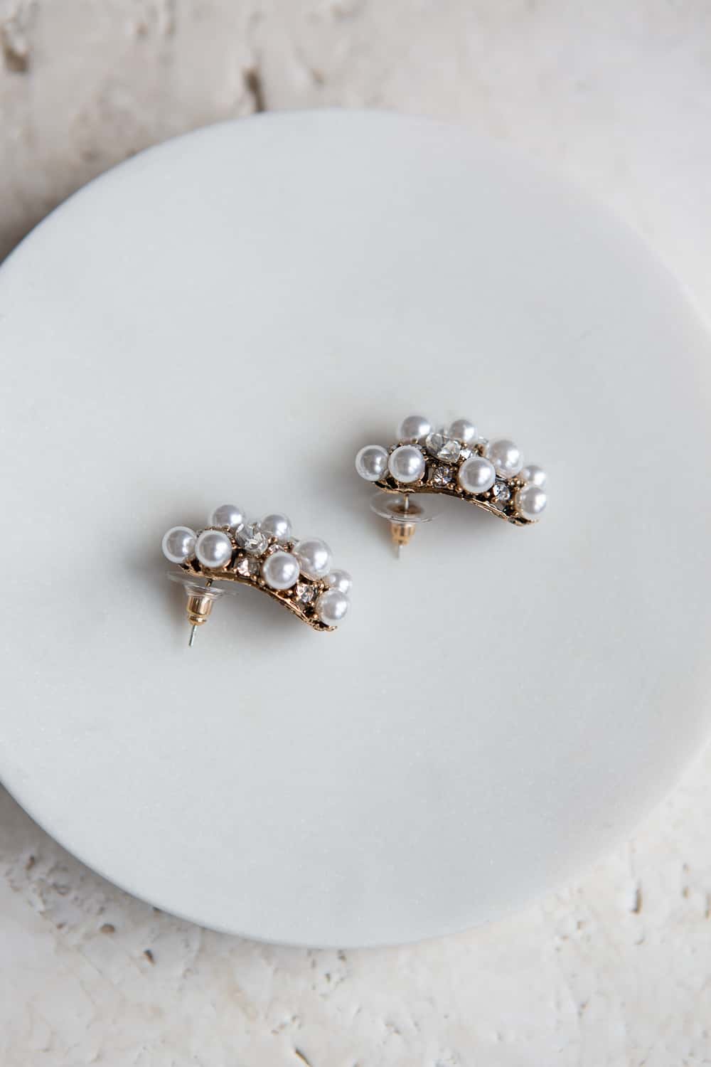 Crystal Pearl Cluster Stud Earrings - Wynter Bloom