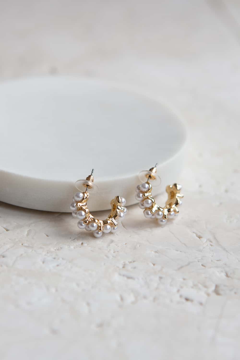Gold Pearl Hoop Earrings - Wynter Bloom
