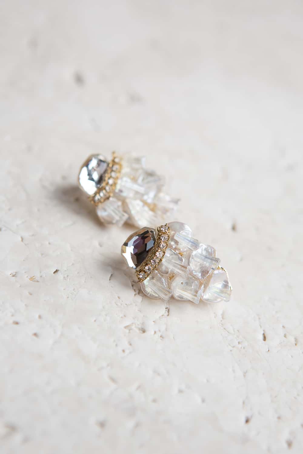 Irregular Shaped Pearl Crystal Cluster Stud Earrings - Wynter Bloom