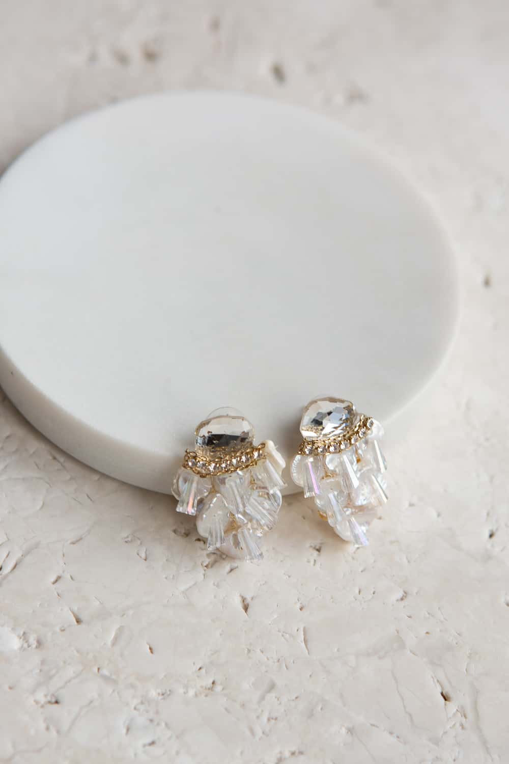 Irregular Shaped Pearl Crystal Cluster Stud Earrings - Wynter Bloom