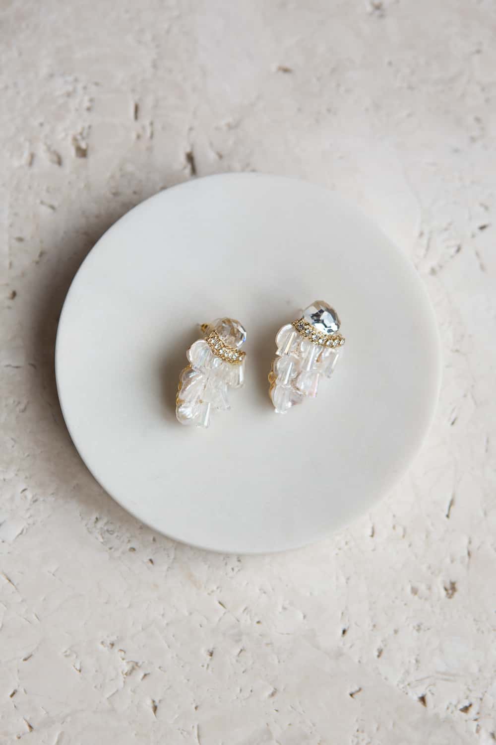 Irregular Shaped Pearl Crystal Cluster Stud Earrings - Wynter Bloom